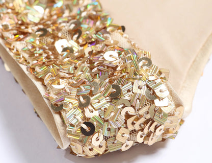 WANGXO | Gilded sequin-stitch silk pleated shimmer Dress - BYRON.