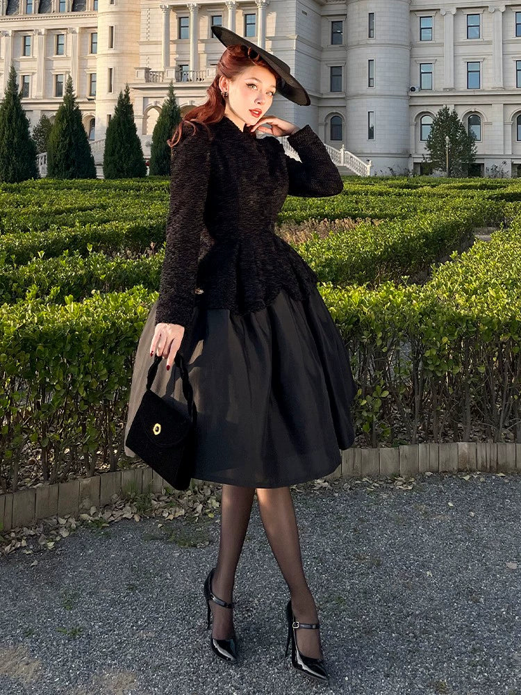 Le Palais Vintage puff sleeve wool roll slim fit jacket-JIMP