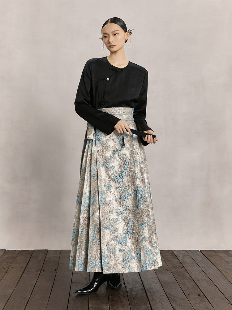 HECO Red Horse Face High Waisted Long Hanfu Skirt - offer.