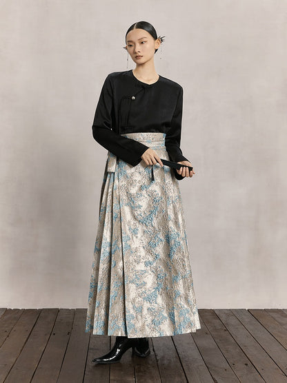 HECO Red Horse Face High Waisted Long Hanfu Skirt - offer.