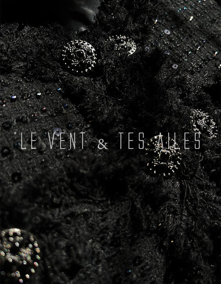 LE VENT&TES AILES High-end Luxury Heavy Work sequin Tweed Jacket Skirt Suit-FINN