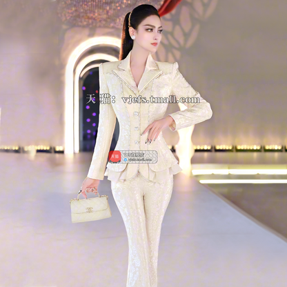 VJE Suit Flared Pants Two-Piece Suit set-KHASI.