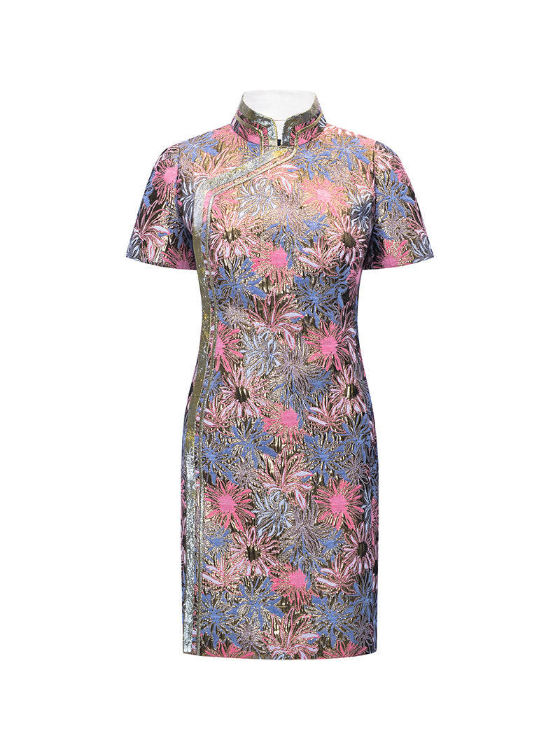 M essential Mackay designer  jacquard pound-trimmed cheongsam - Alida.