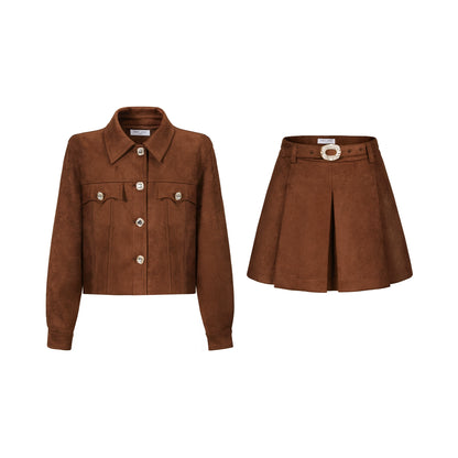 CHICHY American vintage suede pleated  Maillard complete set-EREN
