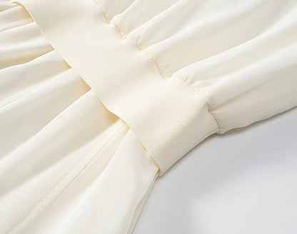 COMME MOI  women's lapel cover sleeve mulberry silk dress - DAVID.