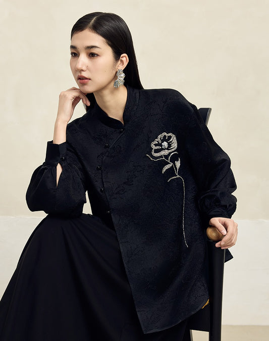 HECO Vinegar Peony Handmade Beaded Embroidered Tops Women - MERCY.