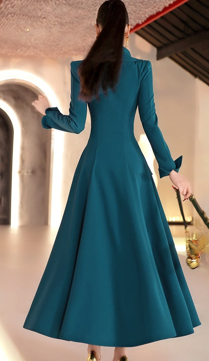 VJE double-collar long sleeved  trench coat maxi dress - JUN.