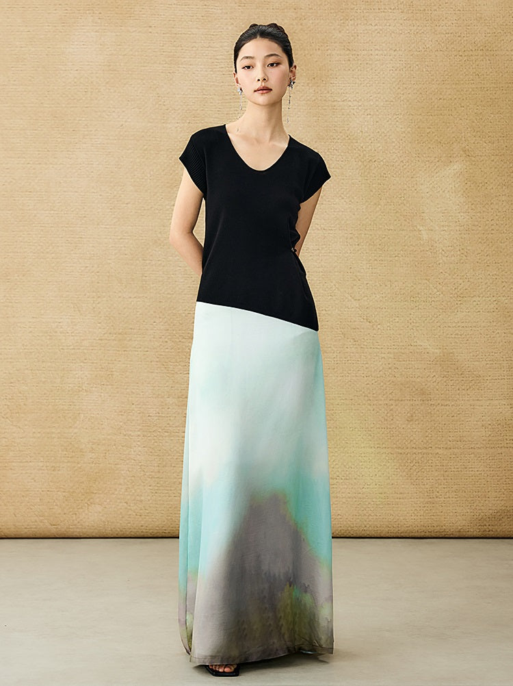 HECO Chinese Versatile Beveled Side Buckle V-Neck Knit Top - BREA.