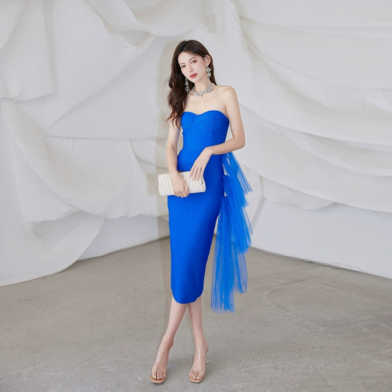 DOLLY Elegant Sleeveless Off Shoulder Backless Knitted Dinner Dress-URIEL