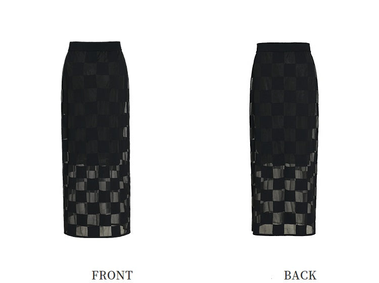 ZHUCHONGYUN summer new black spliced straight skirt--NAMIKAJE.