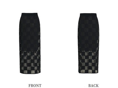 ZHUCHONGYUN summer new black spliced straight skirt--NAMIKAJE.