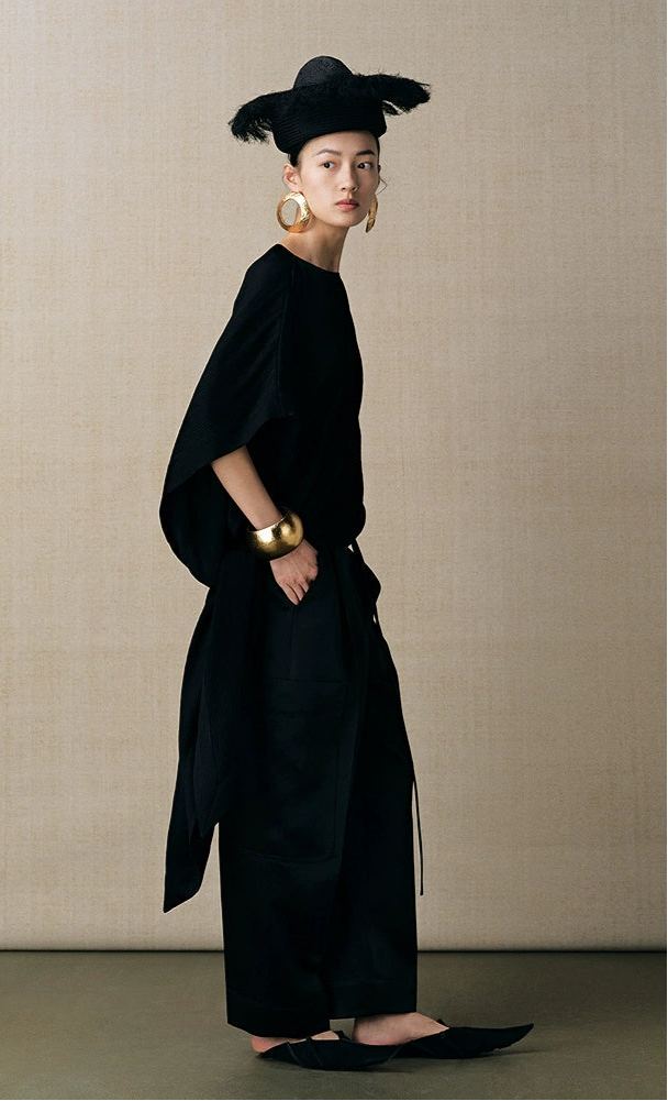 ZHUCHONGYUN pleated satin glossy one-shoulder loose silhouette top--ANARI.