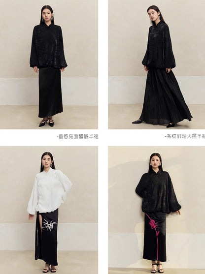 HECO Jacquard Stand-Collar Shirt Top Women - hand.