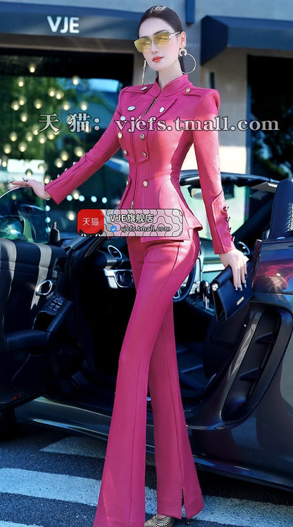 VJE  top micro flared pants two-piece set-NINI.