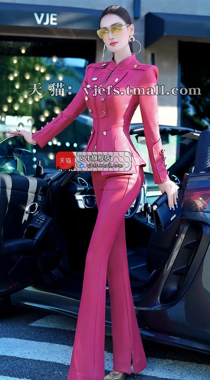 VJE  top micro flared pants two-piece set-NINI.