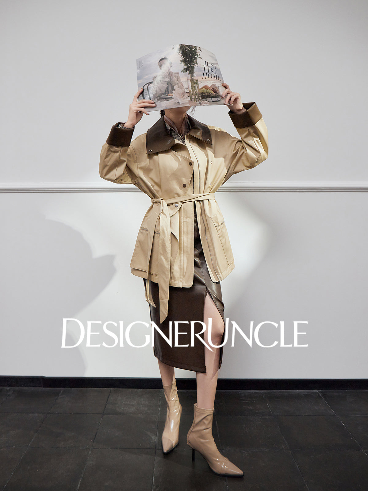 DGU "Oak" Korean trench mid-length loose British style high-end jacket - David.