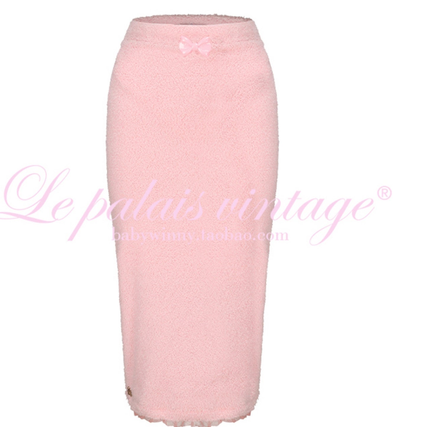 Le Palais Vintage Pink Plush Crop Top + Hip Skirt Set