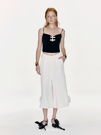 ATELIER MISS LU Spring And Summer Contrast Line Ribbon Top - NOBLE.