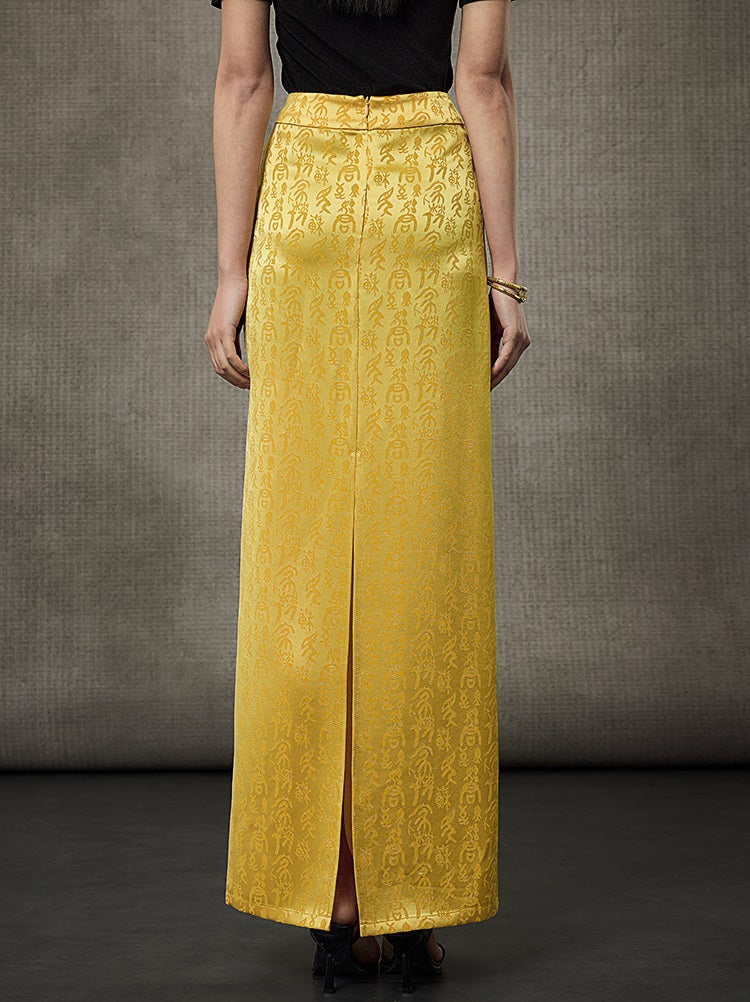 HECO Calligraphy Jacquard A-Line Elegant Skirt - SPIRIT.