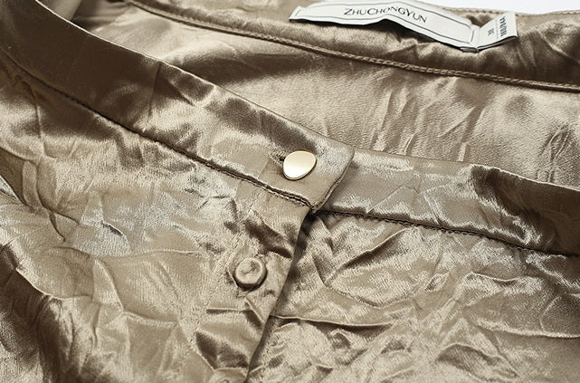 ZHUCHONGYUN satin crewneck midi shirt -BRAUN.