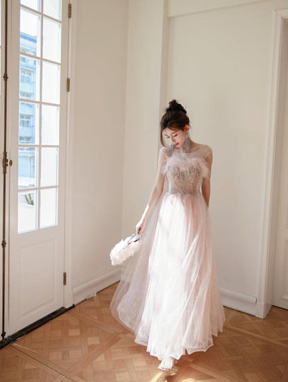 DOLLY Elegant Off Shoulder Sleeveless Embroidery Long Tutu Dress-IMOGEN