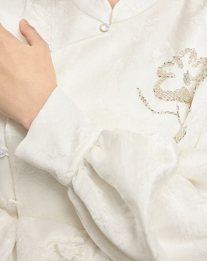 HECO Vinegar Peony Handmade Beaded Embroidered Tops Women - MERCY.