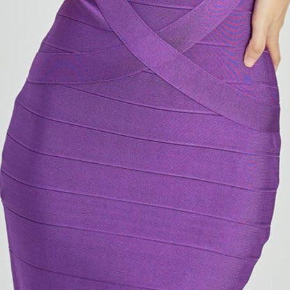 DOLLY Elegant V-Neck Sleeveless High Waist Knitted Midi Suspender Dress-PUNA