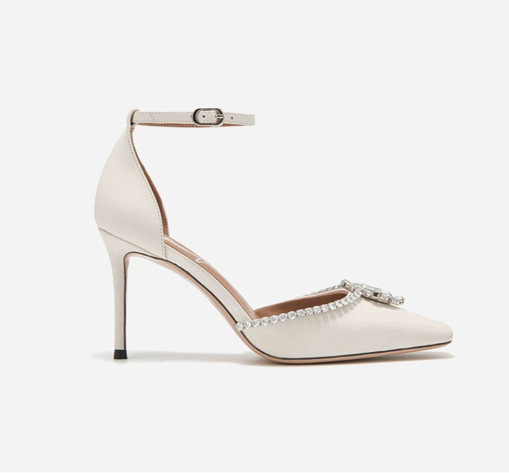 SHOESZOOO French Ankle Strap Stiletto Square Toe Crystal High Heels - MYSELF.