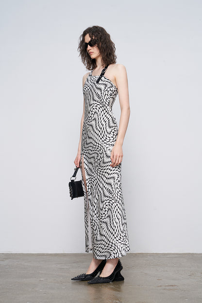 ANNAKIKI black acetic acid slit sleeveless dress-JORDAN