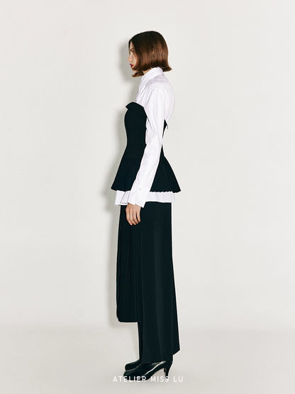 ATELIER MISS LU Fall/Winter pleated panelled A-line bandeau top - KENNY.