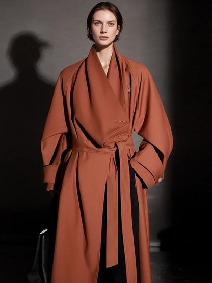 PIAOIN Haute Couture Large-lapel Silhouette Trench Coat Jacket -BECK