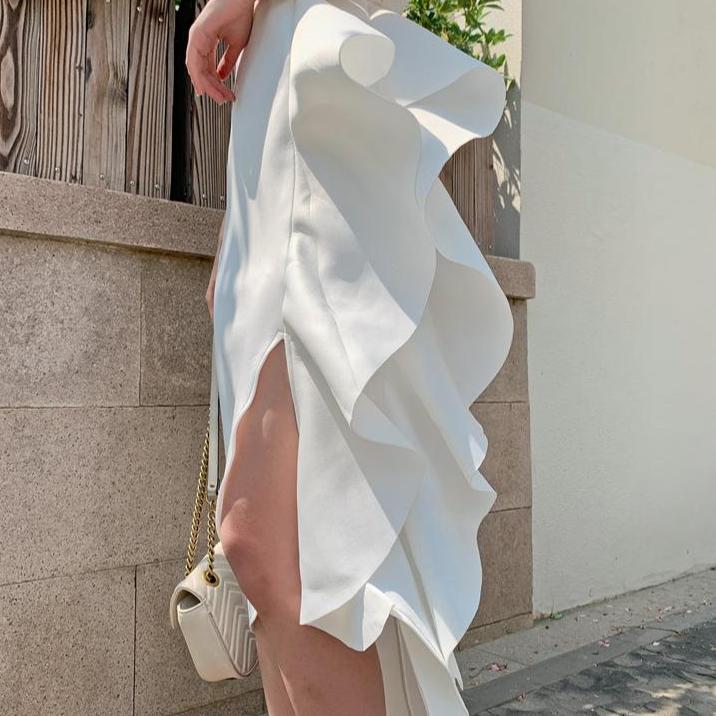 DOLLY Luxury V-Neck Short Sleeve High waist Slim Fit Irregular Hem Date Dress-LISA