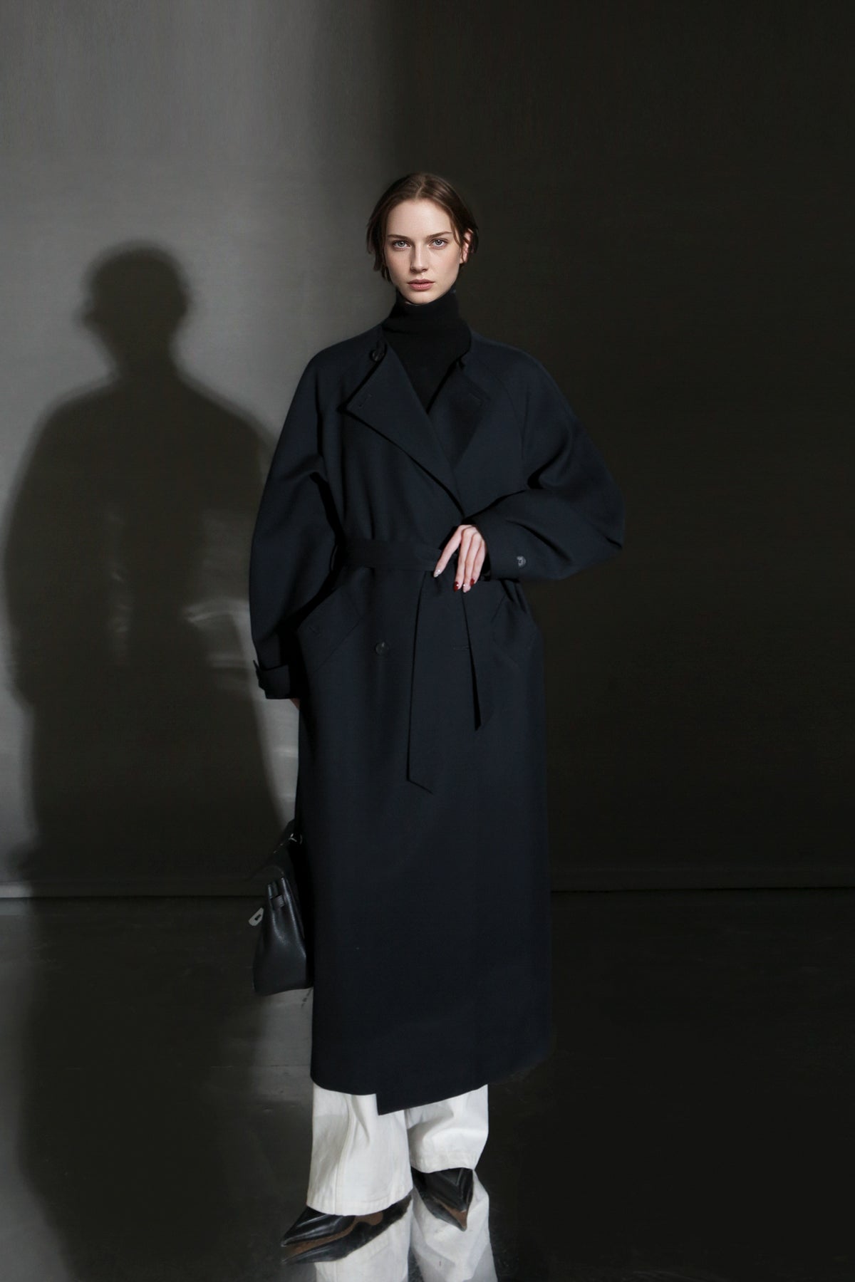 PIAOIN high-end wool relaxed round neck design old money windbreaker jacket -GINA