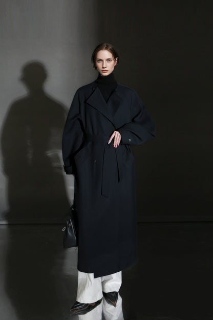 PIAOIN high-end wool relaxed round neck design old money windbreaker jacket -GINA