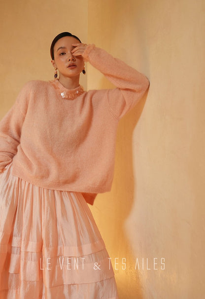 LE VENT&TES AILES French romantic luxury full midi summer skirt -RINA