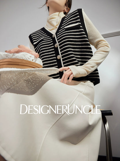 DGU| Striped knitted pullover vest small fragrance light luxury vintage design jacket - Kyle.