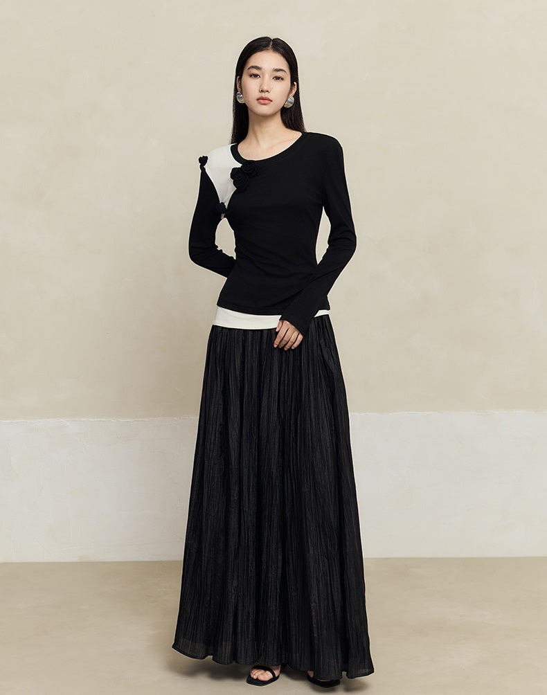 HECO three-dimensional handmade rose wool black knitwear women - throne.