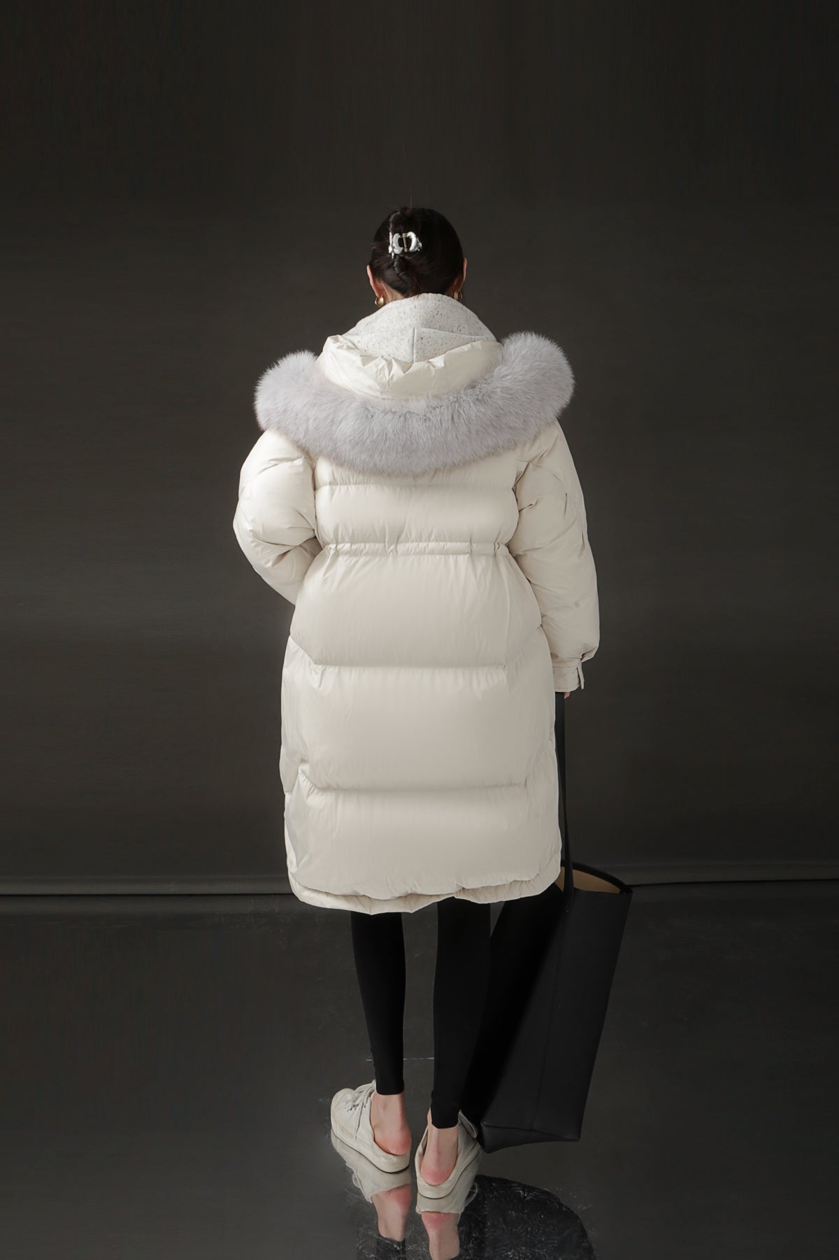 PIAOIN Korean Edition Casual Long Down Thickened Hooded Coat Versatile Jacket-TIA