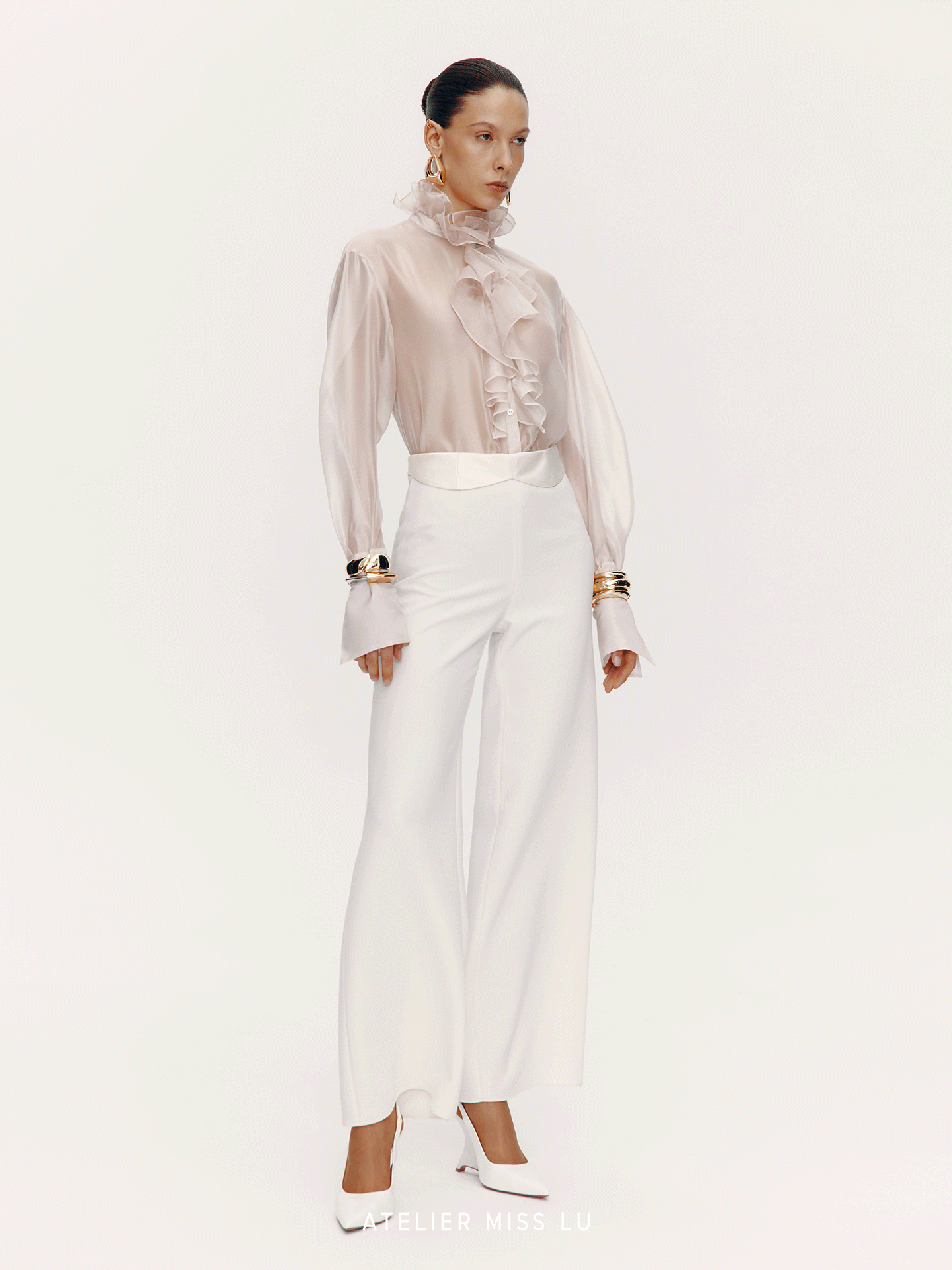 ATELIER MISS LU  Waist Two-Wear Design High-waisted wide-leg pants - CHERUBIM.