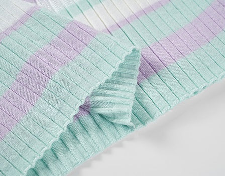 COMME MOI  summer colorful striped skinny wool knit vest top - HAZEL.