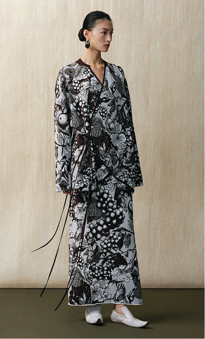 ZHUCHONGYUN spring's new double-knit jacquard straight maxi skirt-RIN.