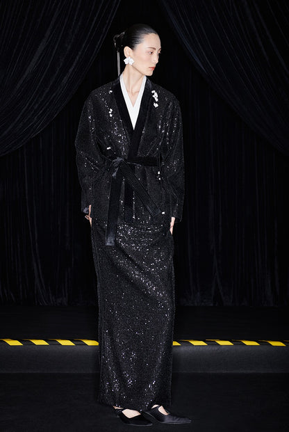 M essential Mackay designer Jingye embroidered fabric layered robe - STATE.