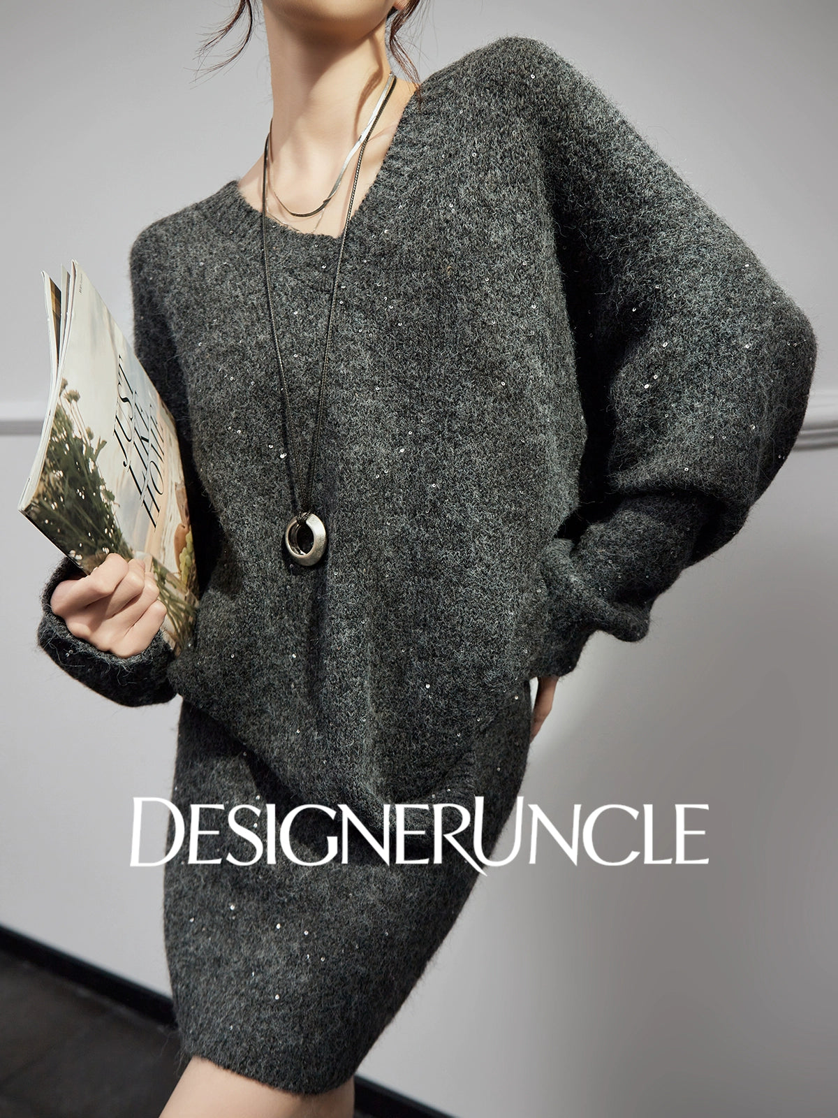 DGU "Wuyu" gray suit new loose slimming commuting high-end two-piece set - Francis.