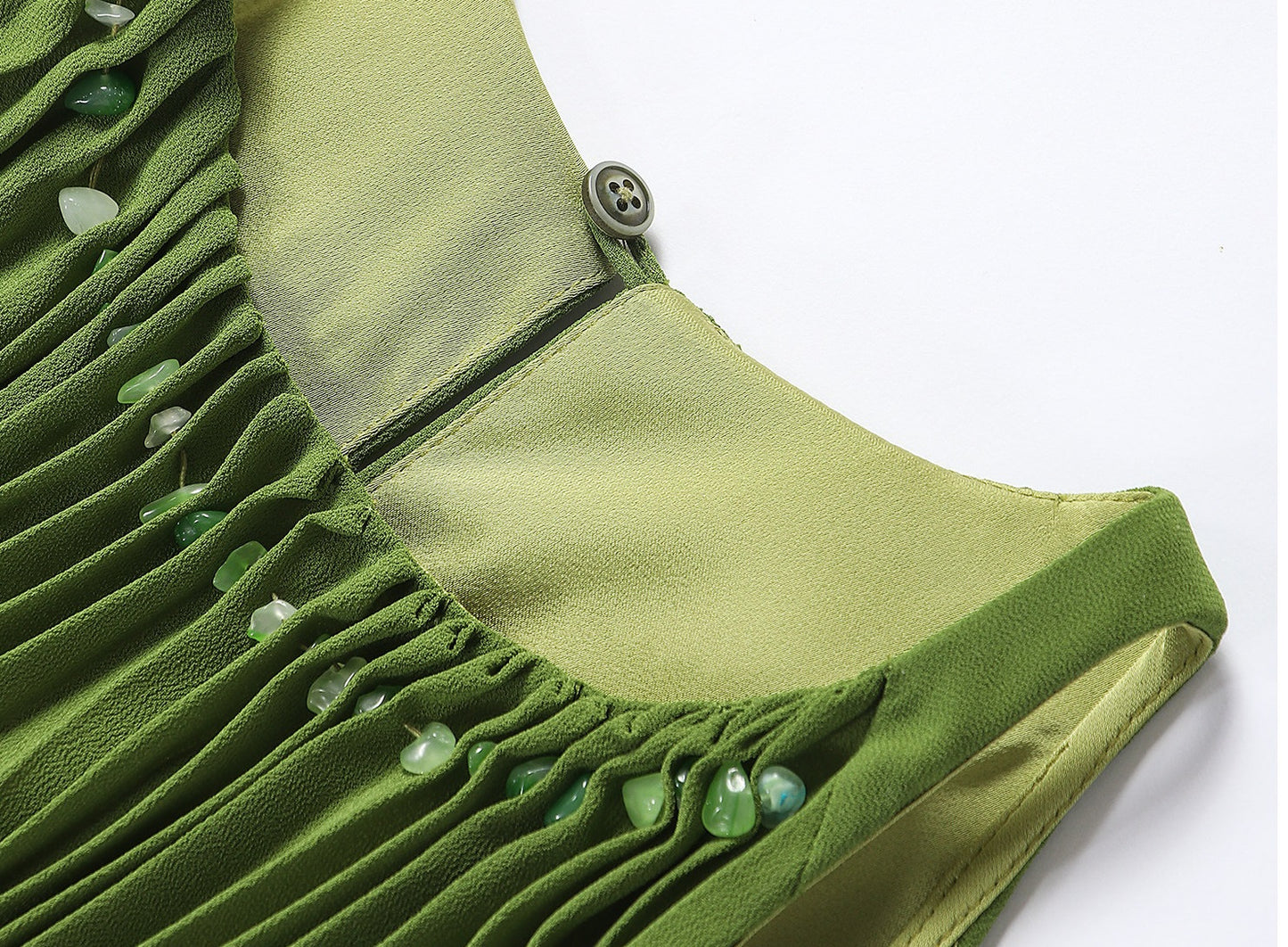 WANGXO | Natural Stone Beaded Halterneck Flowing A-Line Umbrella Skirt -ZENA