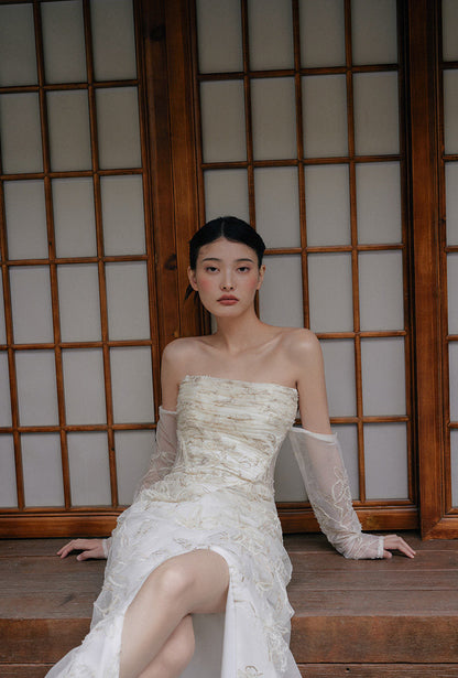 GOUDIN floral long bridal evening dress-NINA.