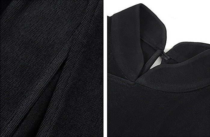 HECO  Acetate Knitted Slit black white Long Top Women - FAVOUR.