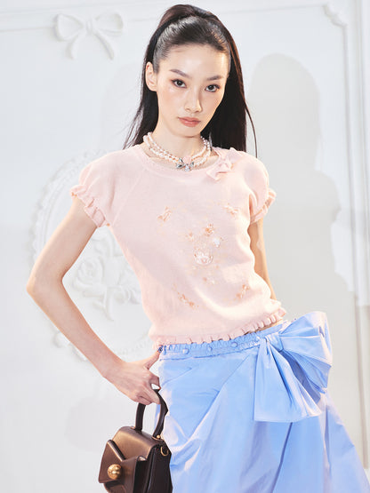 FAME bow beaded knit top - PRIYA