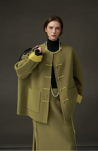 PIAOIN Elegant niche national style design sense woolen jacket -SENA