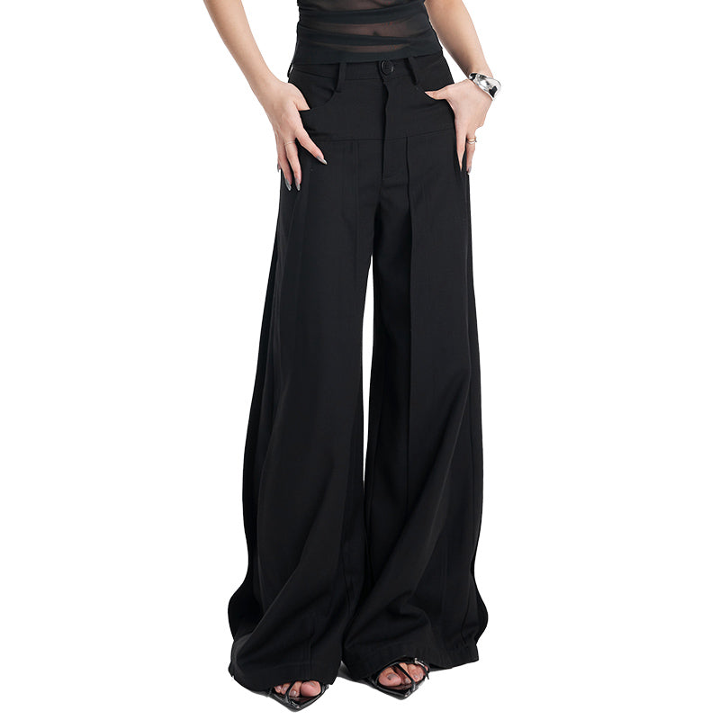 TINYIN heavy work patchwork wide-leg versatile black pants -GASSY