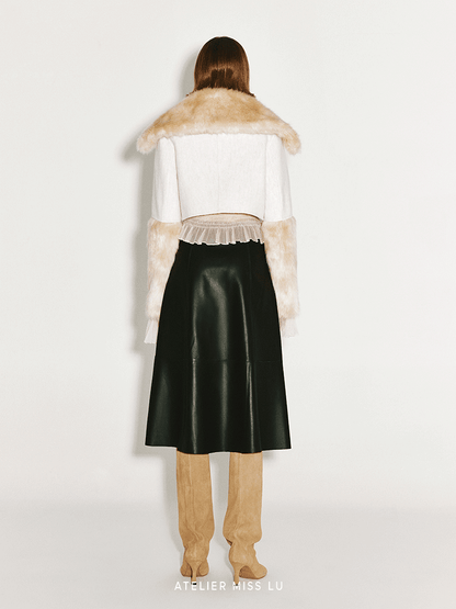 ATELIER MISS LU faux fur and sheep wool reversible short Coat - JANINE.